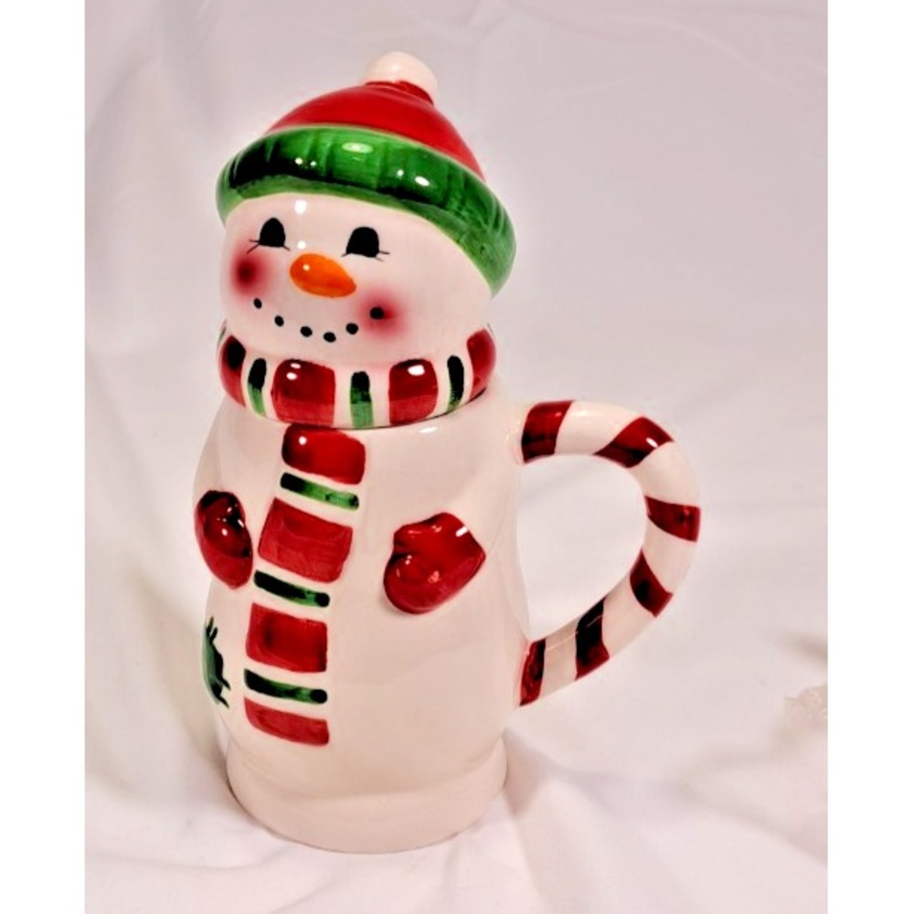 Pfaltzgraff Holiday Frosty Snowman Covered Mug Hand Painted Ceramic 5117928